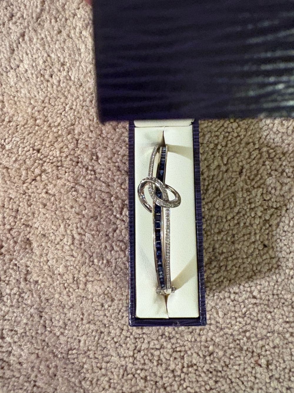 Navy Blue Textured Box with Gold Script Logo - Picture 3 of 4